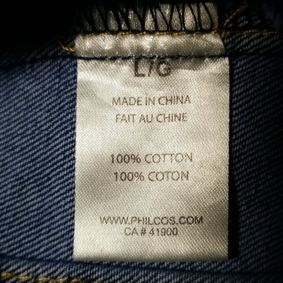 Philcos Denim Men's Jacket Size L Medium Wash Trucker Western - Picture 5 of 6